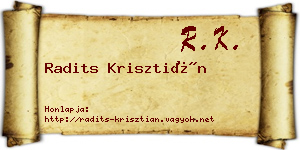 Radits Krisztián névjegykártya
